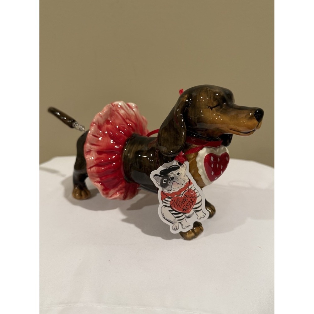 Blue Sky Clayworks Valentines Day Dachshund with Tutu LOVE Doxie Dogs 5" NEW Tag